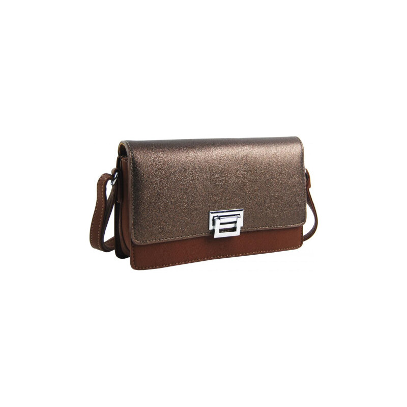 BELLA BELLY Hnědá podélná crossbody dámská kabelka se třemi oddíly 108697088