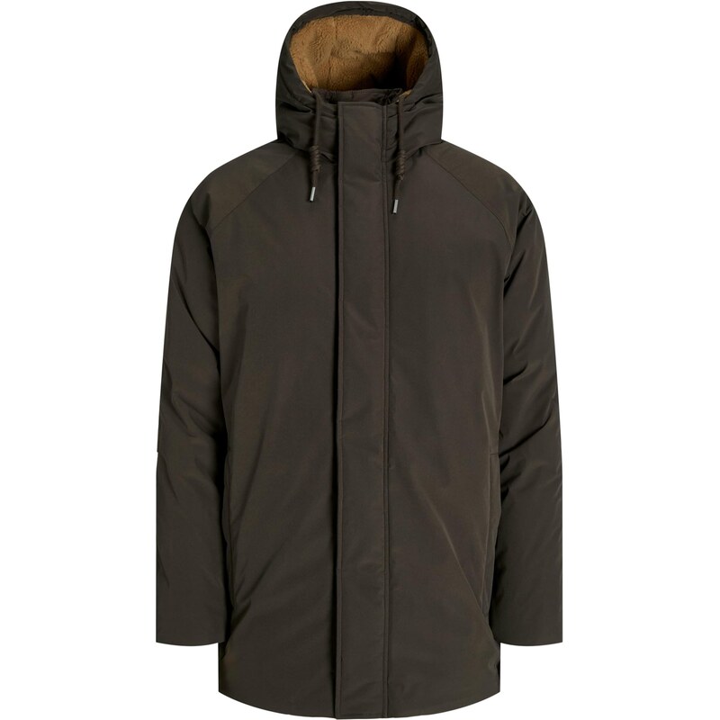 JACK & JONES Zimní parka JJEWood tmavě hnědá
