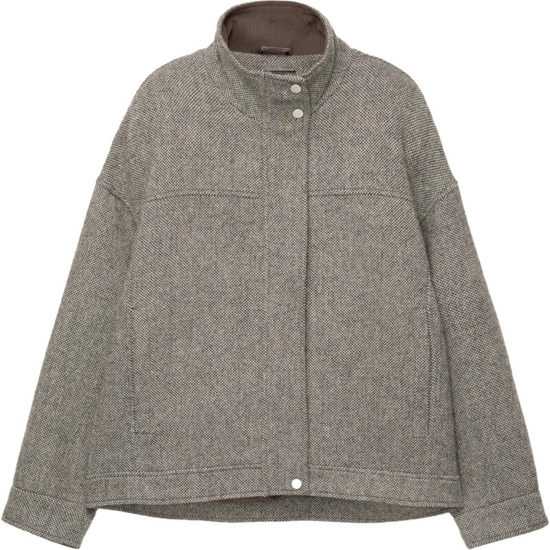 Pull&Bear Přechodná bunda tmavě šedá / bílá