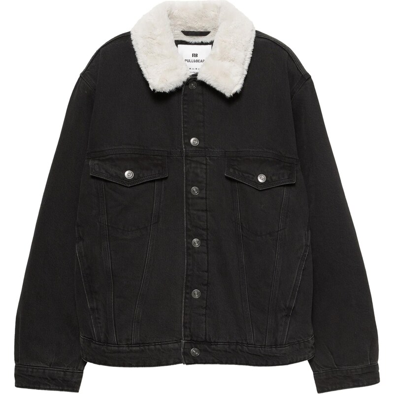 Pull&Bear Zimní bunda černá džínovina