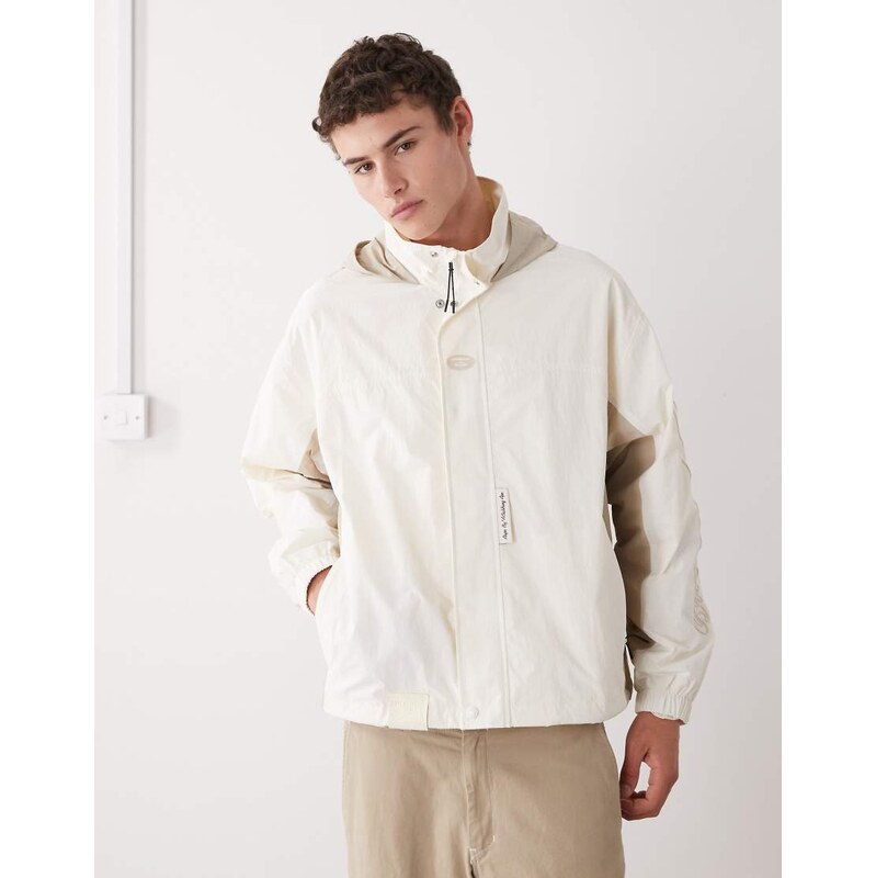 Aape by A Bathing Ape boxy windbreaker jacket in off white and