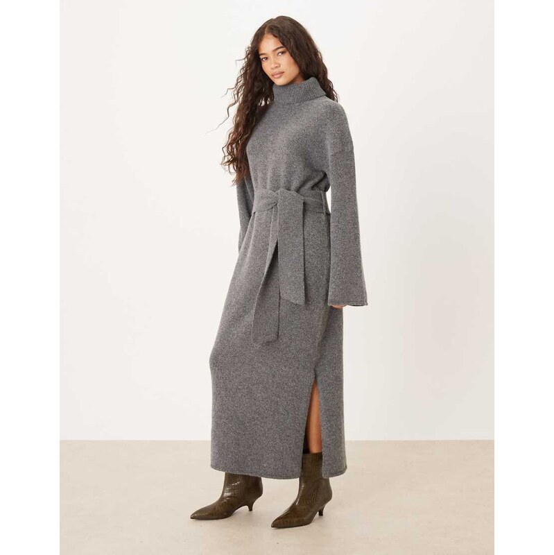 Pretty Lavish knit midi dress in charcoal grey 109437636