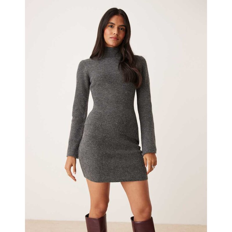Pretty Lavish knitted mini skirt co-ord in charcoal-Grey 112564373