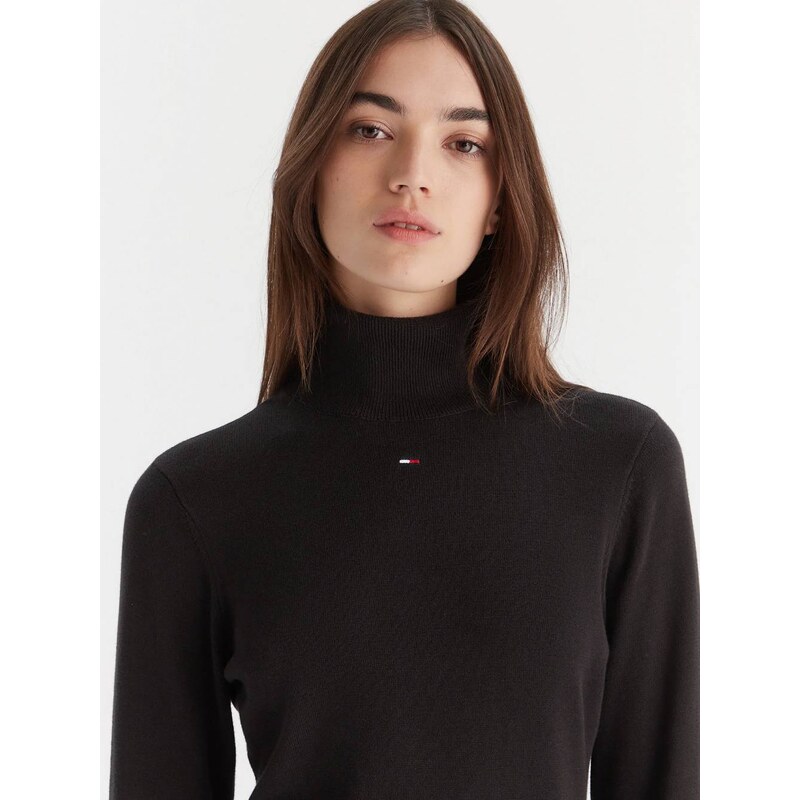 Tommy Jeans dámské černé úpletové šaty