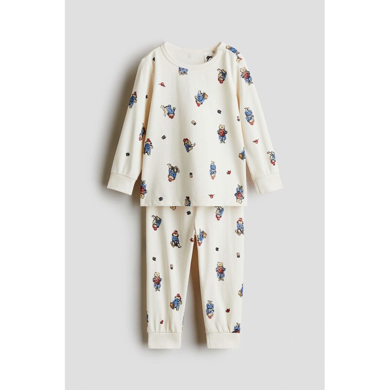 H&M - Bavlněné pyžamos potiskem - Bílá/Medvídek Paddington