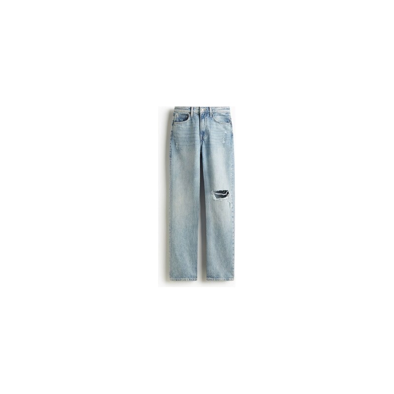 H&M - Straight High Jeans - Světlý Denim Blue
