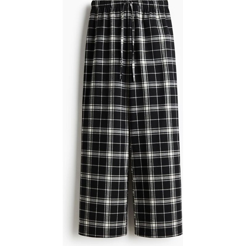 H&M - Flanelové pyžamové kalhoty - Černá/Kostka