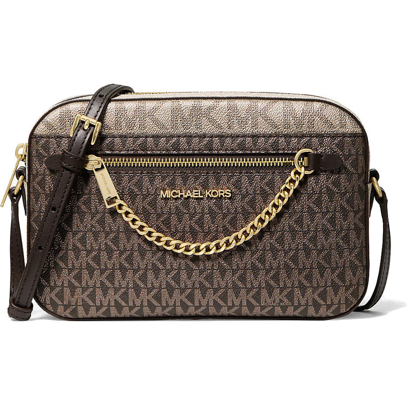 Michael Kors Jet Set Large Metallic Signature Logo Crossbody Bag