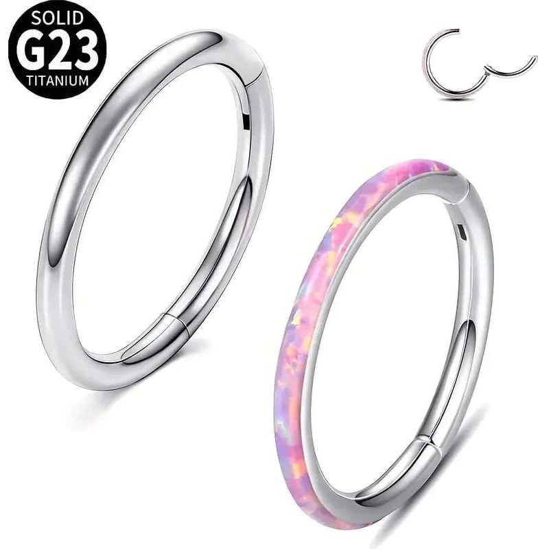 Achadirect Set 2 ks titanových kroužků – leštěná ocel + opálové 109312836