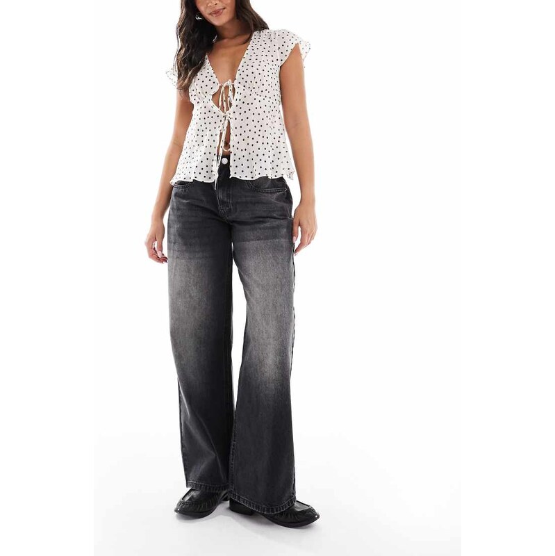 Daisy Street low rise baggy fit jeans in black