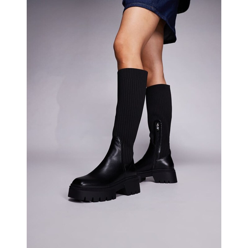 SIMMI Shoes Simmi London sock knee high boots in black 109585913