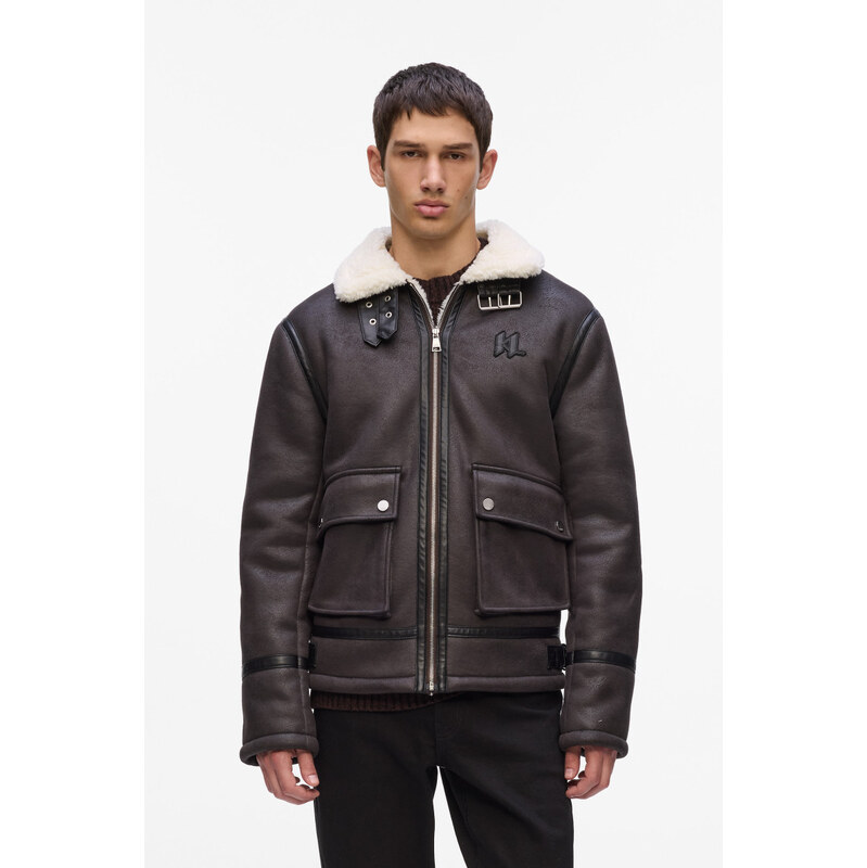 BUNDA KARL LAGERFELD KL MONOGRAM SHEARLING JACKET