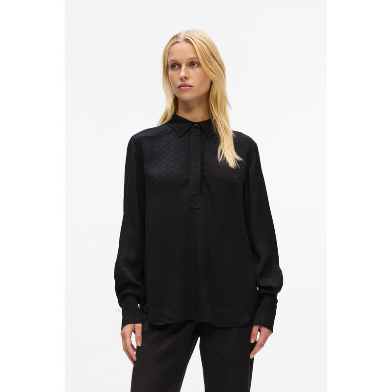 HALENKA KARL LAGERFELD LOGO JACQUARD FLUID BLOUSE