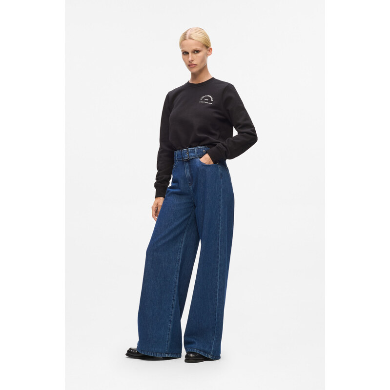 DŽÍNY KARL LAGERFELD BELTED WIDE LEG DENIM PANTS