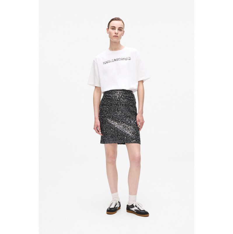 SUKNĚ KARL LAGERFELD EMBELLISHED TWEED SKIRT