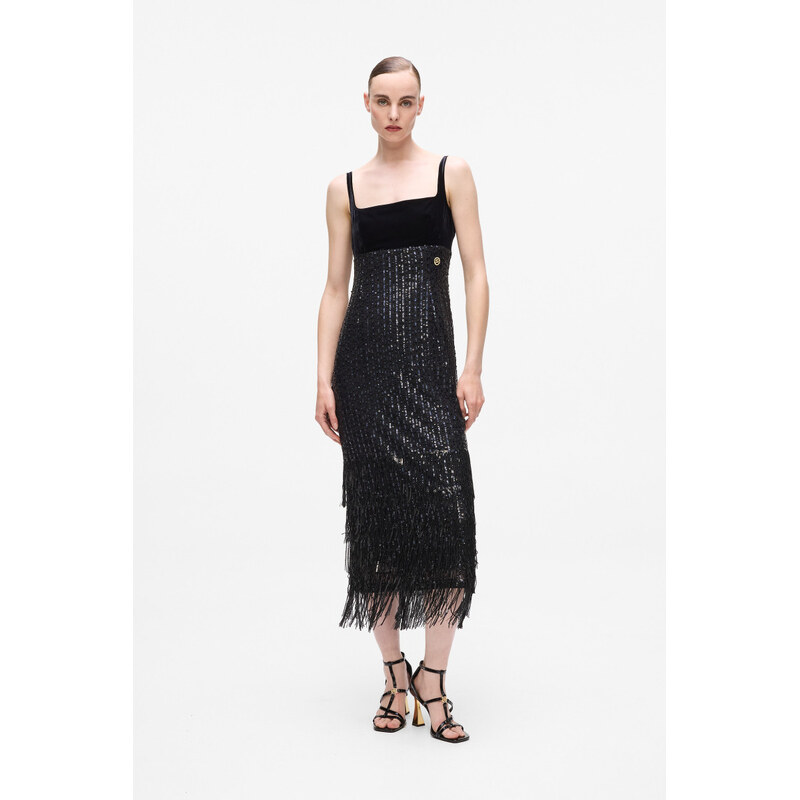 ŠATY KARL LAGERFELD SEQUINS FRINGE DRESS