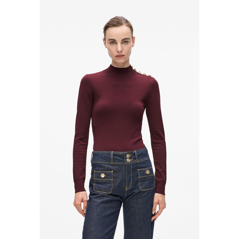 SVETR KARL LAGERFELD BUTTON DETAIL MOCK NECK