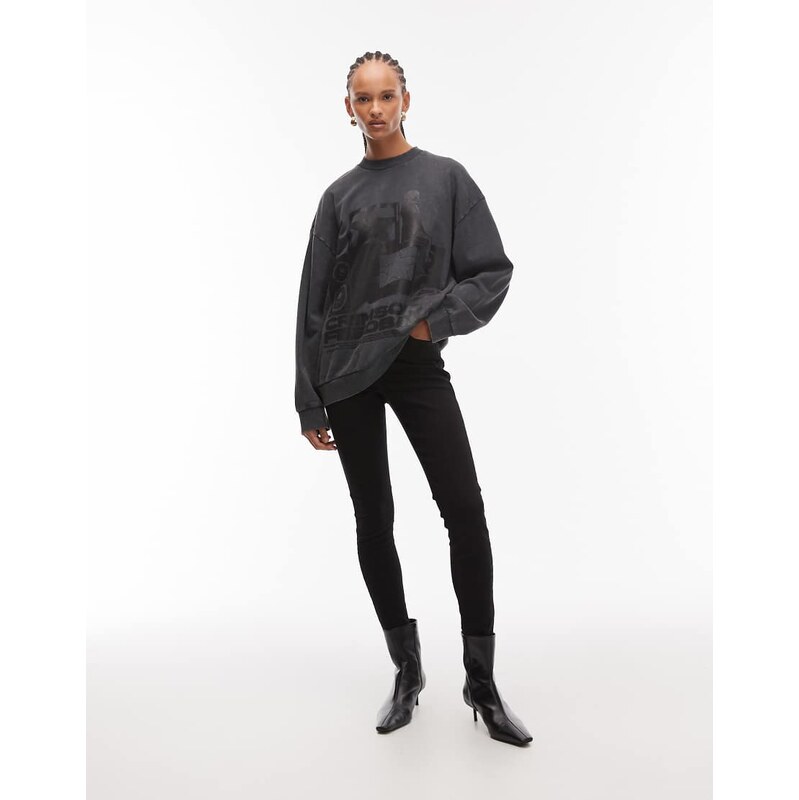 ASOS DESIGN oversized sweat with vintage band graphic in washed