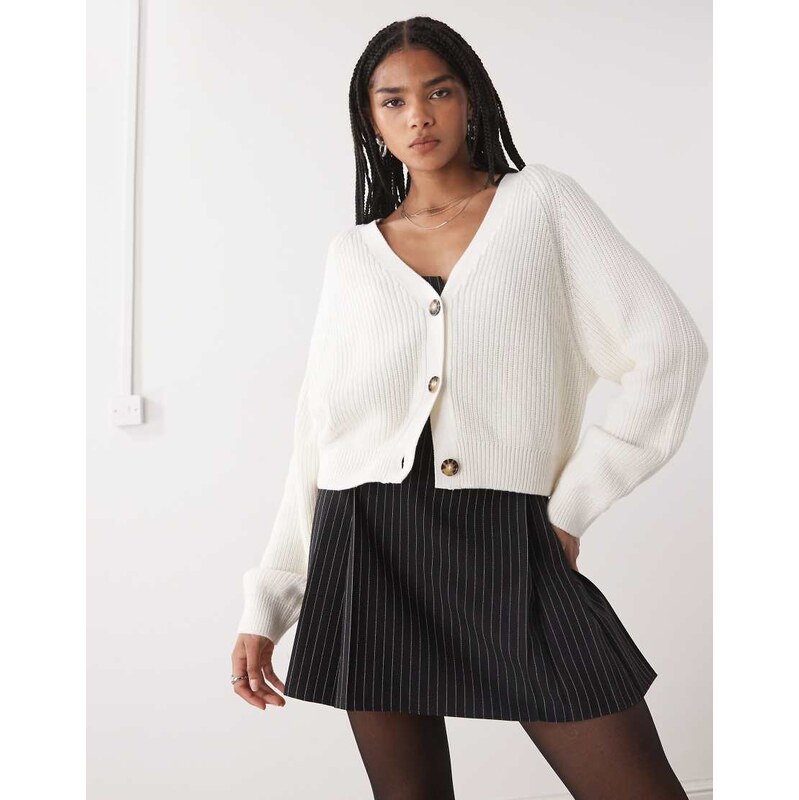 Monki knitted cardigan in ecru-White