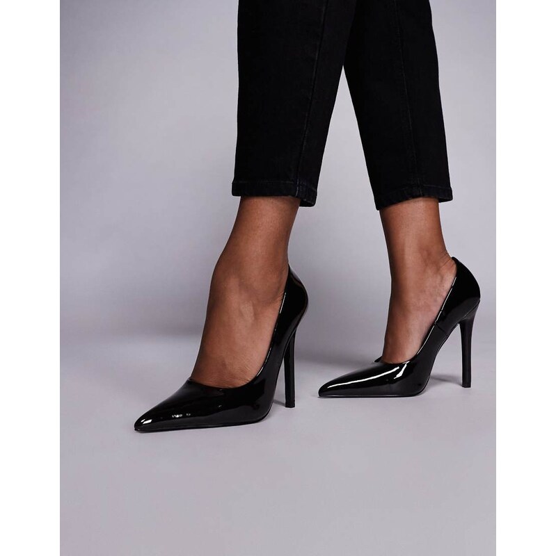 SIMMI Shoes Simmi London Alez heeled pumps in chocolate patent-Brown 109676265