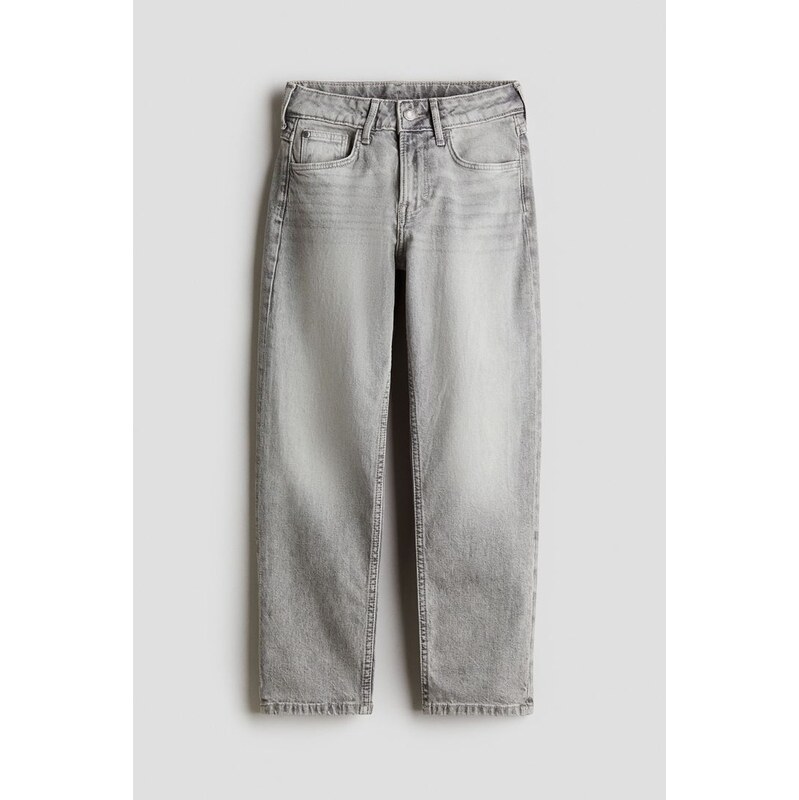 H&M - Relaxed Tapered Fit Jeans - Světle Šedý Denim