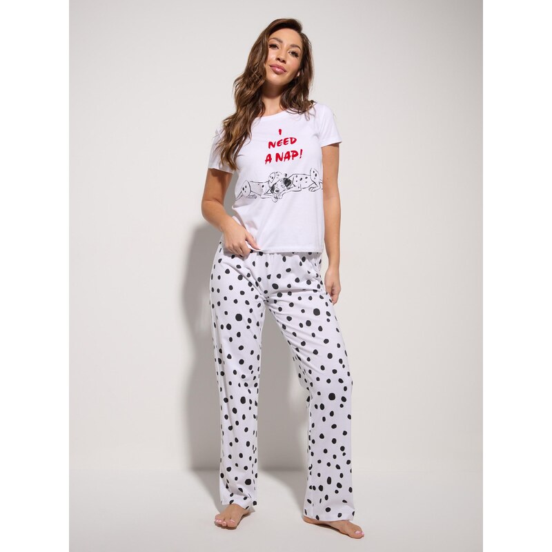 Sinsay - Dvoudílné bavlněné pyžamo 101 Dalmatians - bílá 108977696