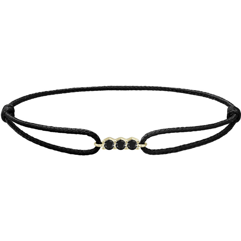 Tiami Provázkový náramek Pure Line 3 ze žlutého zlata s černými 109320744