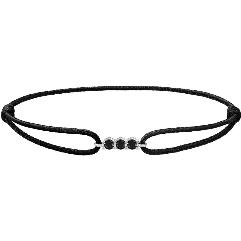 Tiami Provázkový náramek Pure Line 3 z bílého zlata s černými diamanty 109320745