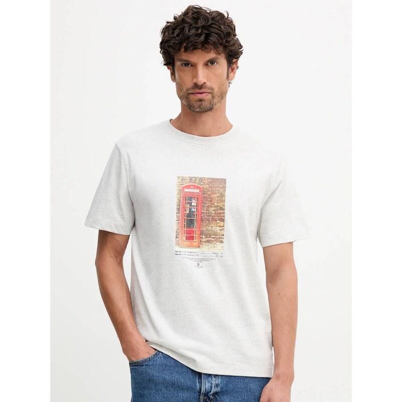 Pepe Jeans pánské světle šedé tričko.