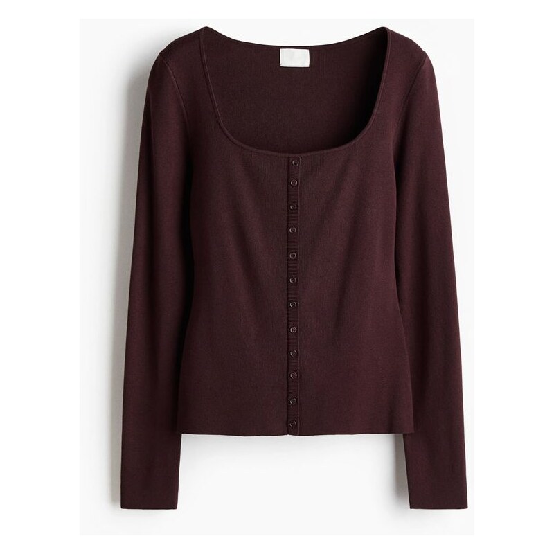 H&M - Tops hranatým výstřihem - Vínová