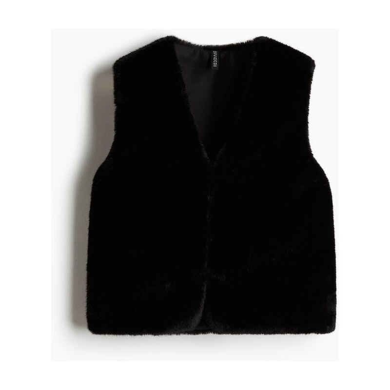 H&M - Huňatá vesta - Černá