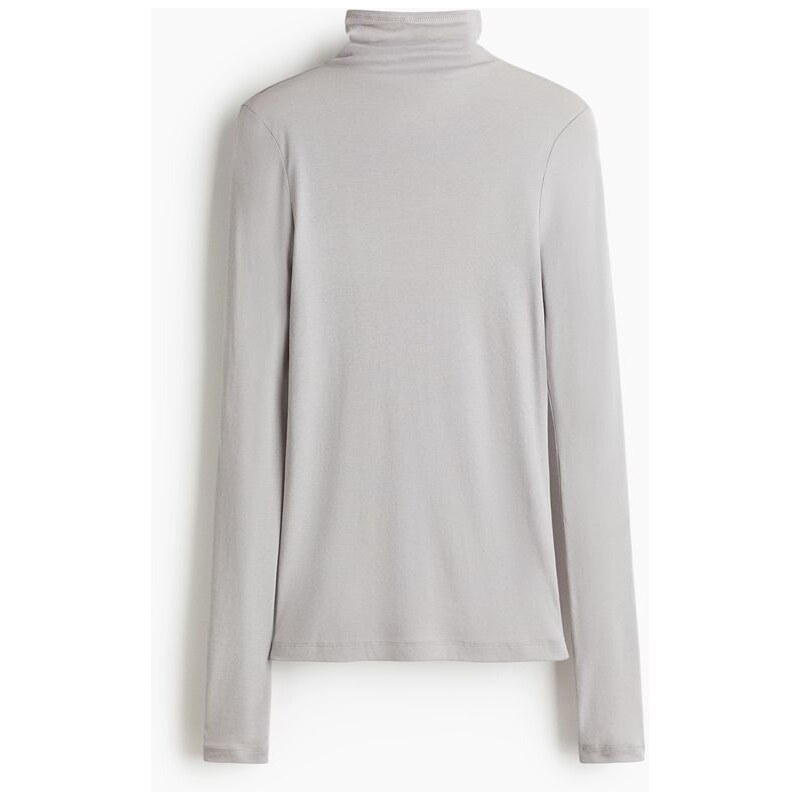 H&M - Top z bavlny pimas vysokým límcem - Světle Šedá