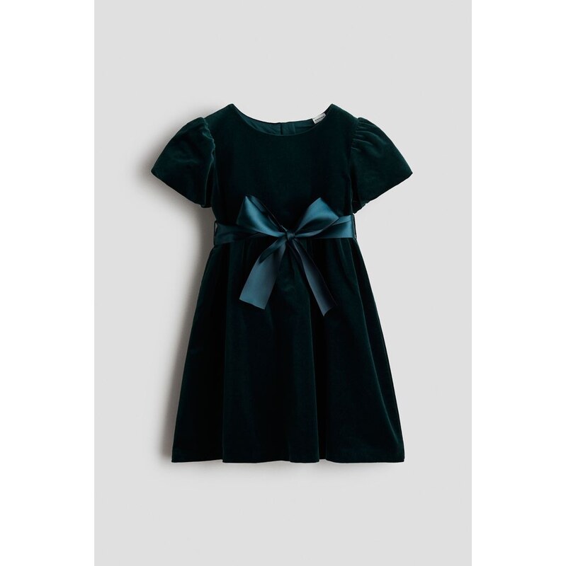 H&M - Sametové šaty - Tmavě Zelená