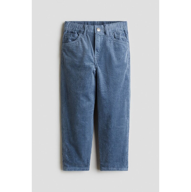 H&M - Kalhoty z bavlněného manšestru - Tlumená Modrá