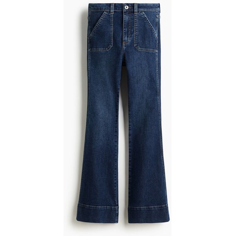 H&M - Flared High Jeans - Tmavý Denim Blue