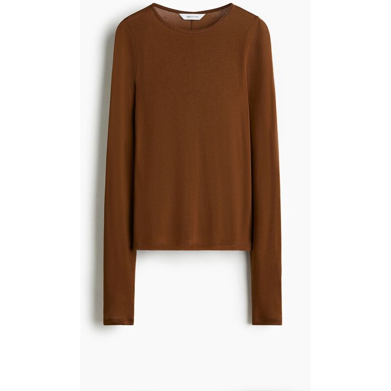 H&M - Top z bavlny pima - Hnědá