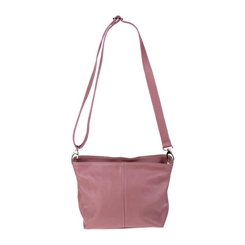 Růžová kožená italská crossbody kabelka Batilda Rosa Scura