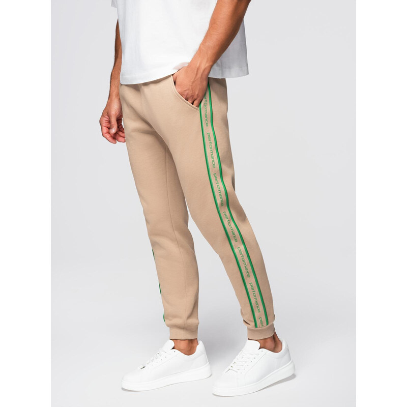 Ombre Mens sports jogger pants with stripes - brown