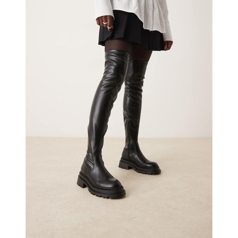 ASOS DESIGN Kendra chunky over the knee boot in black 112224285