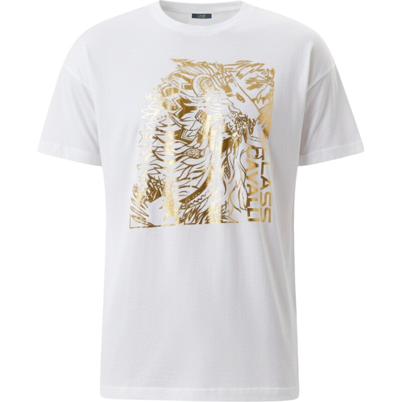 CAVALLI CLASS Gold White tričko