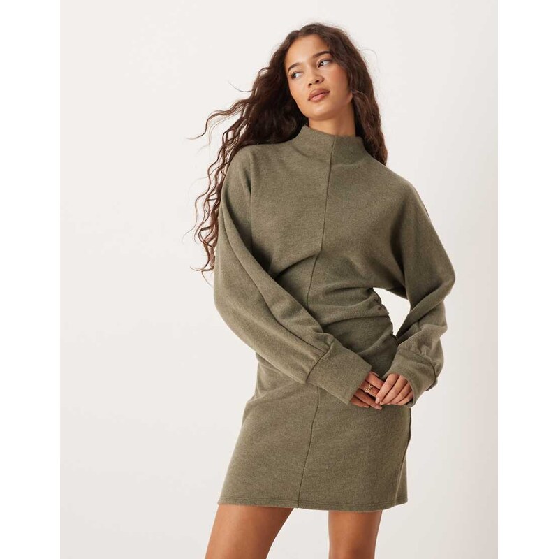 ASOS DESIGN supersoft funnel neck batwing with ruched side mini dress 109602174