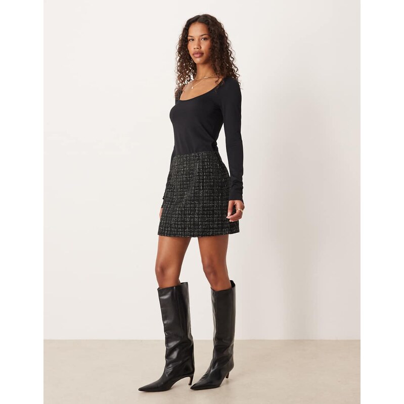 ASOS DESIGN boucle mini skirt in black