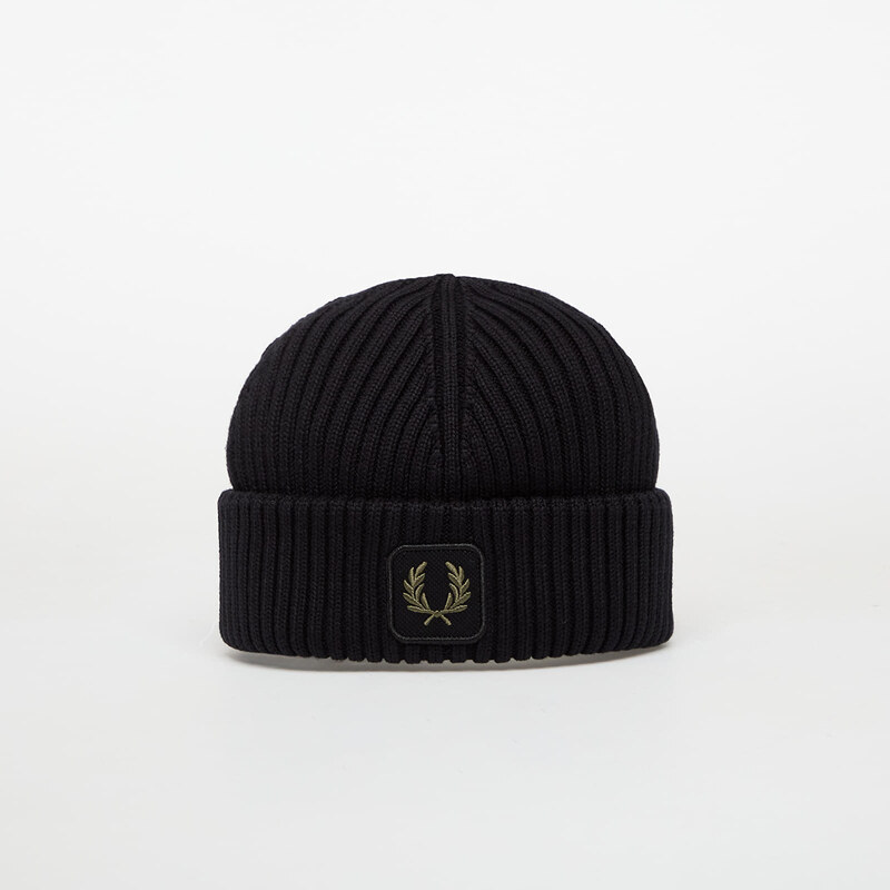 Čepice FRED PERRY Cotton Ribbed Beanie Black Universal