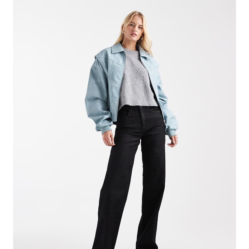 ONLY Tall Juicy high waisted wide leg jeans in black 110924270