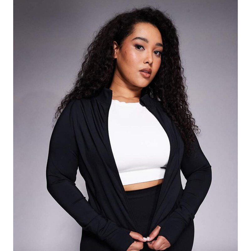 4505 Curve Icon sculpting zip up long sleeve jacket in black 115511947