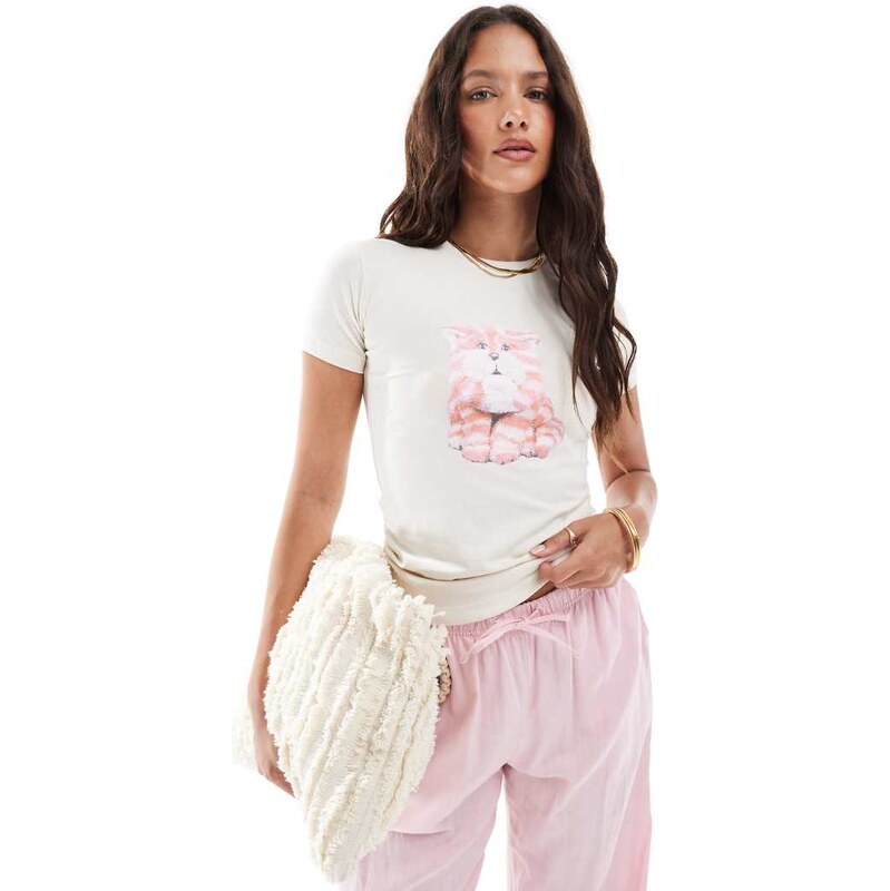 Daisy Street x Bagpuss graphic baby tee in vintage white 115556428