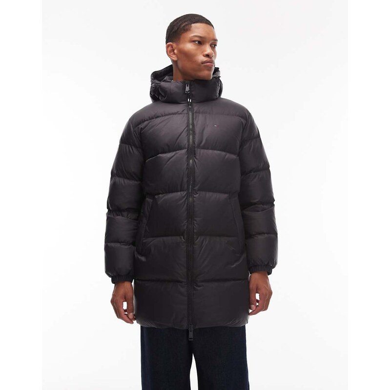 Tommy Jeans Essential down long puffer jacket in black