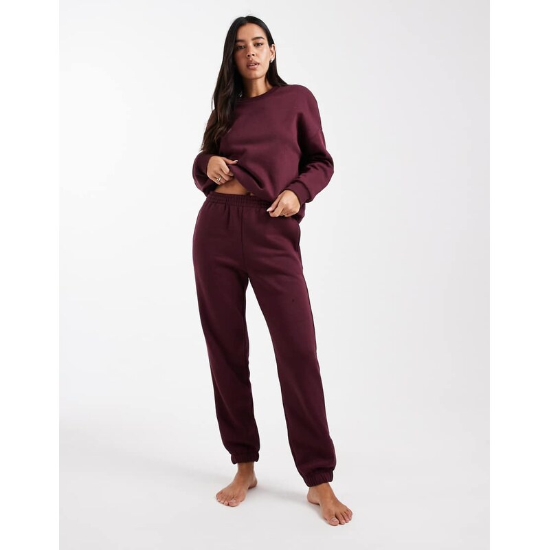 Vero Moda oversized cuffed jogger co-ord in burgundy-Red