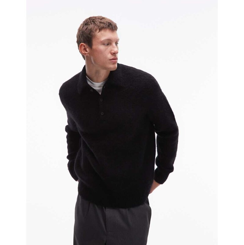 Allsaints Sonny knitted long sleeve in black - BLACK 109333046