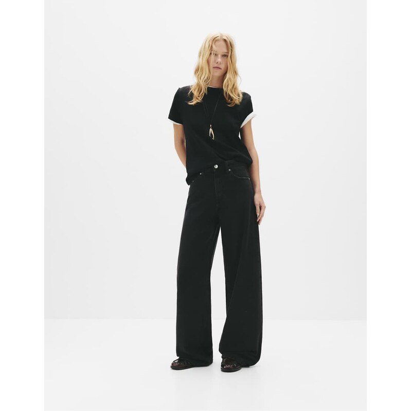 Pull&Bear Wide-leg jeans in black